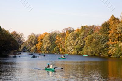 By boats in the autumn