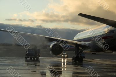 Airplane Being De-Iced