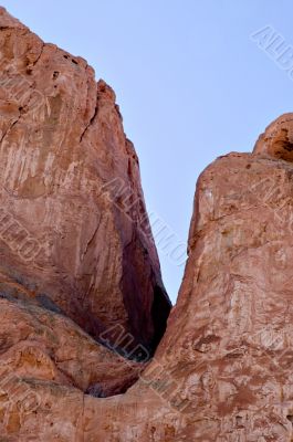 Crevice in Red Sandstone and Blue Sky
