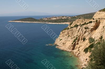Rugged coastline on the small island of Thassos, Greece