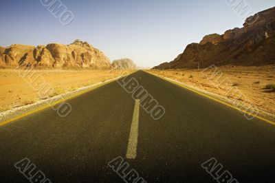 empty roadway in the desert