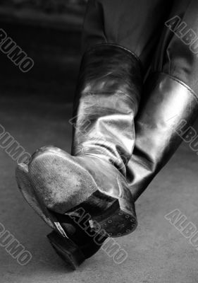 Army style black leather boots