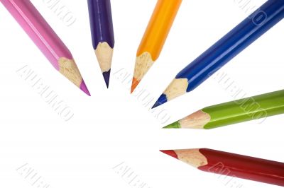 Pencils of different colors on white isolated