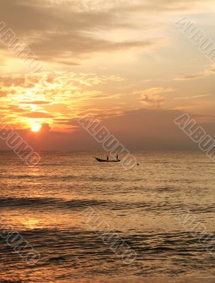 Sunrise fishing boat