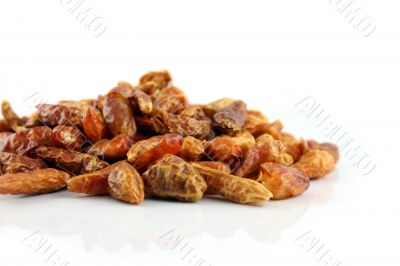 Close up of Dried Chilies on an isolated background shallow DOF