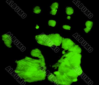 Full Hand Print showing luminous outline