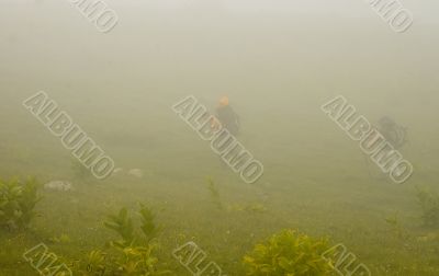 Hiking in the fog Hiking in the fog