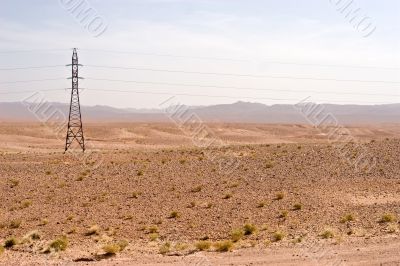 electric pylon in desert