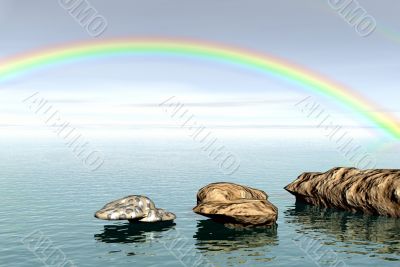Panoramic landscape. Rainbow