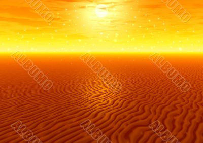 Sunset. Desert