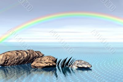 Panoramic landscape. Rainbow