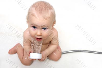 cute baby with the shower