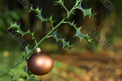 christmas ball and holly