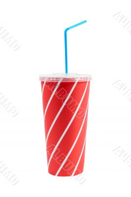 Soda drink with blue straw