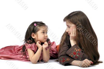 Two girls look friend on friend