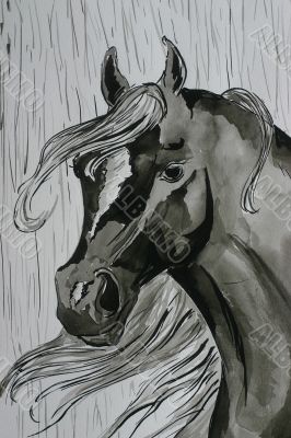 black horse painting