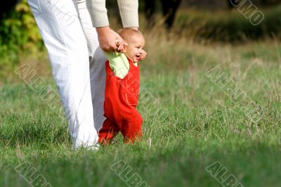 father and son in park