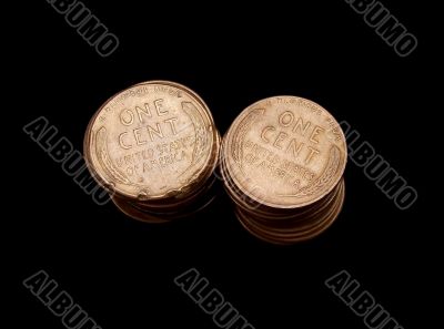 Stacked USA Wheat Pennies Stacked USA Wheat Pennies