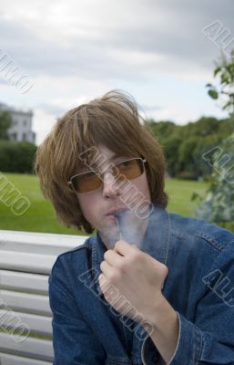 Smoking a pipe