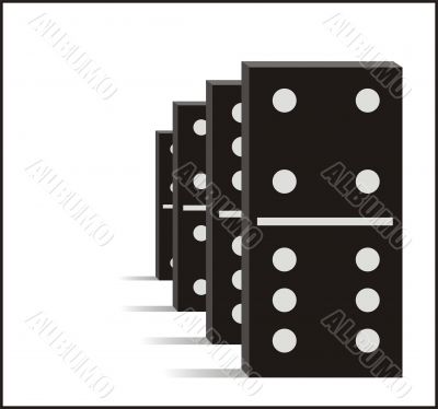 Four black dominos graphic illustration
