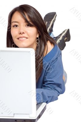 beautiful casual woman with laptop