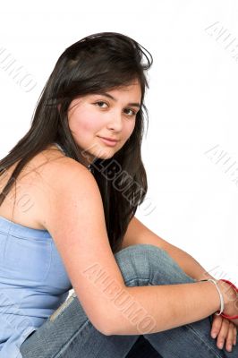 beautiful latin girl on white