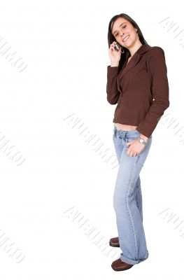 beautiful girl on a cellphone - full body