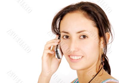 beautiful girl talking on the phone