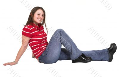 girl on the floor smiling