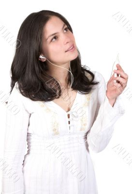 beautiful girl listening to music