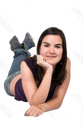 girl on the floor in casual clothes