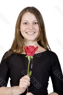 cute girl with a red rose