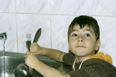 Boy in the kitchen