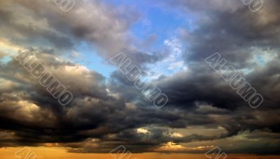 threatening clouds at sunset