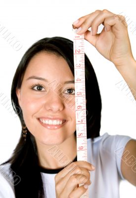 beautiful girl with measruing tape