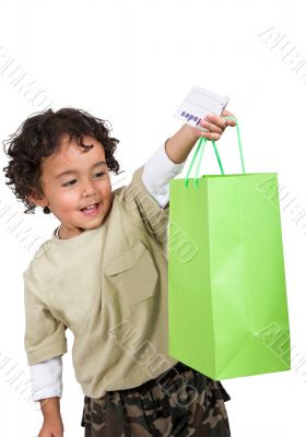 happy kid with his present