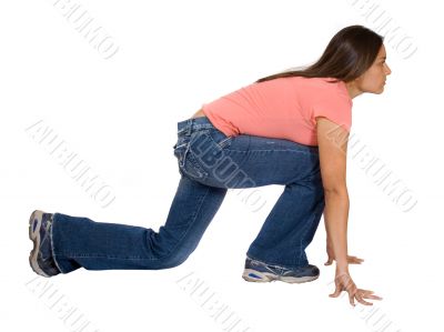 casual girl ready to race