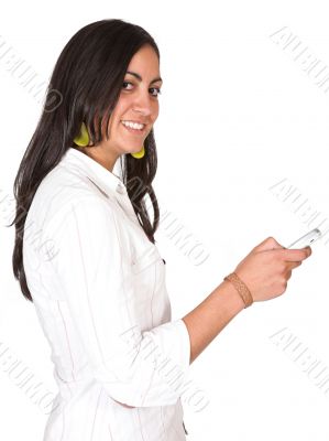 casual girl sending an sms