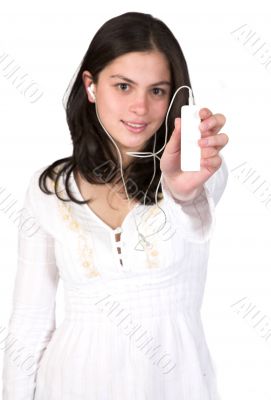 beautiful girl listening to music