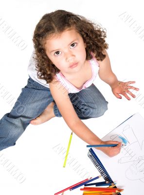 girl colouring a drawing