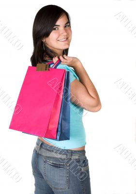 beautiful girl with shopping bags
