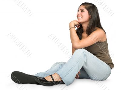 pensive teenager on the floor
