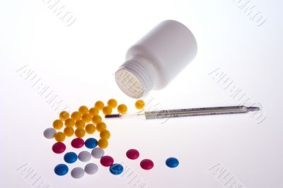 varicoloured pills of vitamins