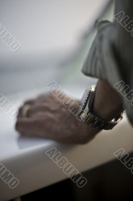 close up of hand with watch