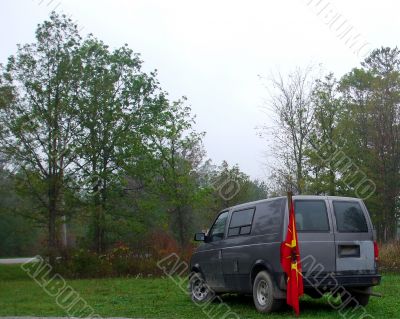 Van with Native Indian Flag