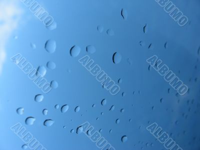 water drops on the glass surface