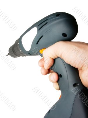 hand holding electric screwdriver
