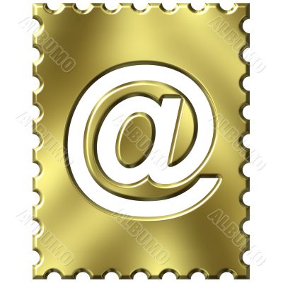 3d golden stamp with email symbol