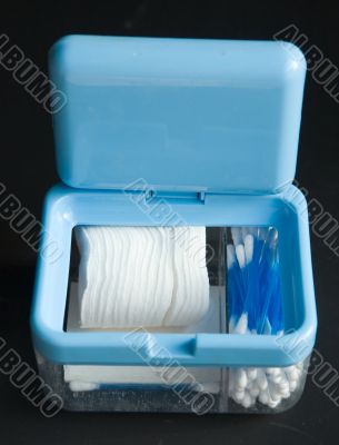 Box with hygienic napkins and sticks