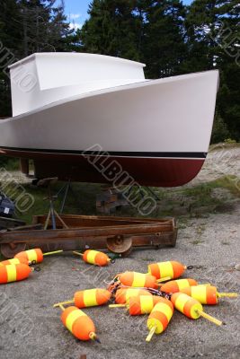 Lobster boat and buoys Lobster boat and buoys